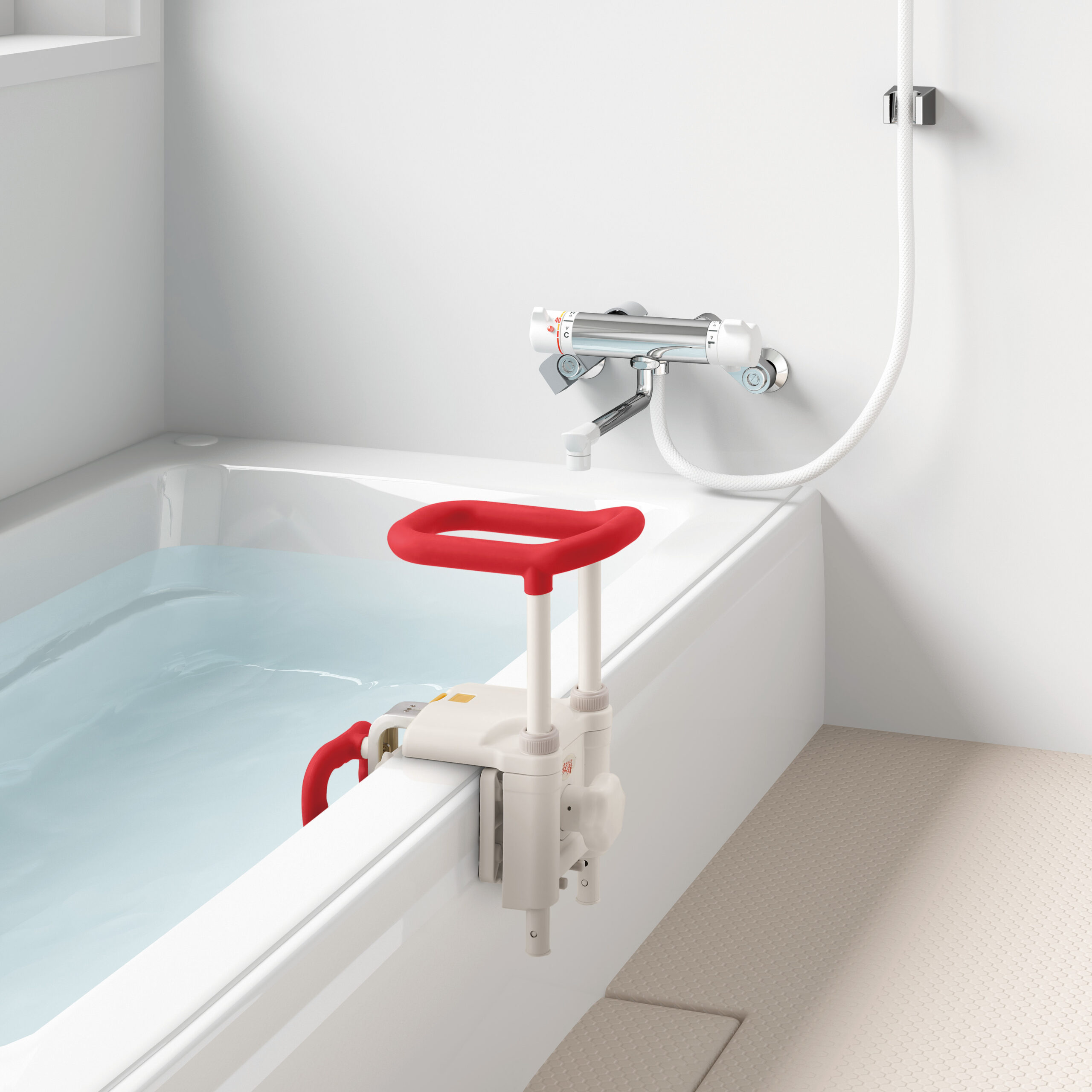 高さ調節付浴槽手すり UST-200N ブルー | 日本基準寝具株式会社 